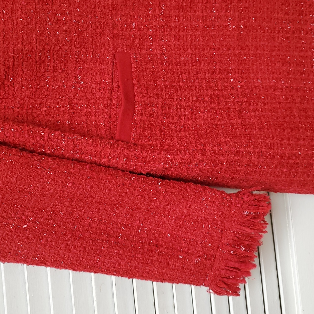 Vertigo Paris Red Tweed Fringe Dress Coat Size XL - Picture 8 of 11